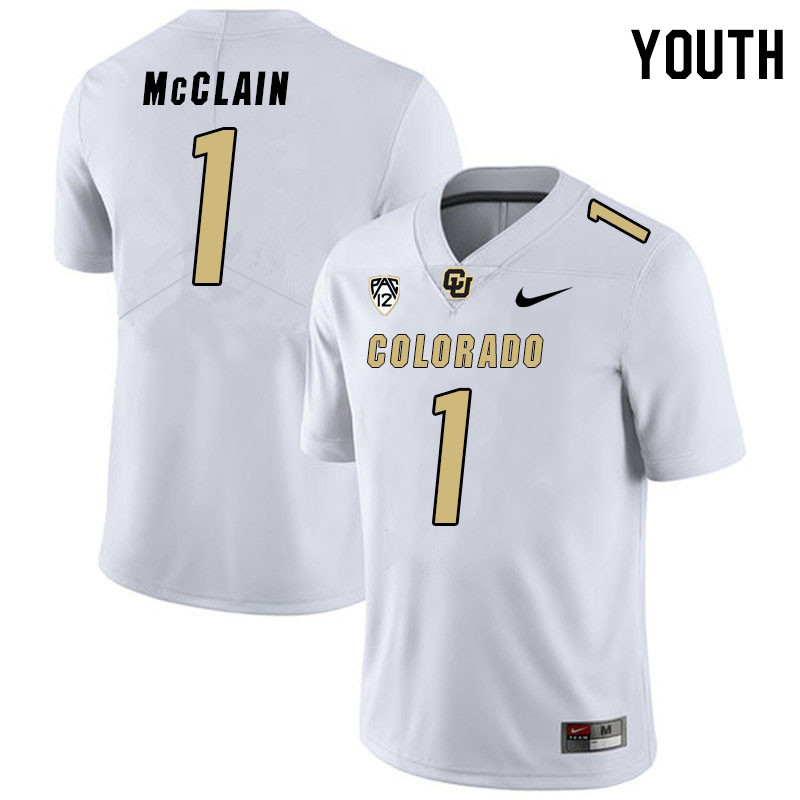 Youth #1 Cormani McClain Colorado Buffaloes College Football Jerseys Stitched Sale-White - Click Image to Close